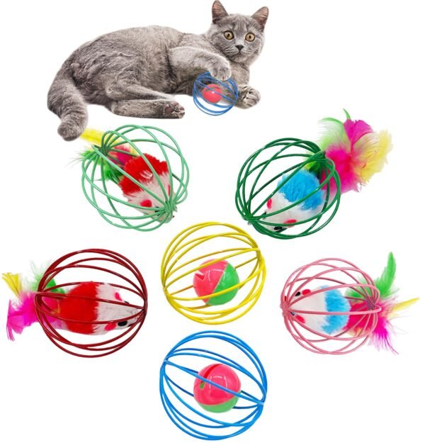 Matal Cage Ball with Mice - Cat Toys